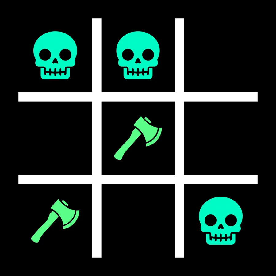 Tic-tac-toe board — skulls versus axes on a three by three grid